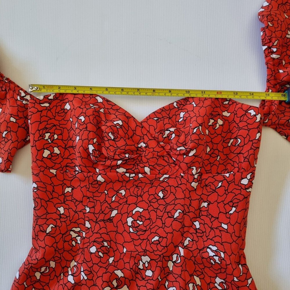 Kookai ALLEGRA Dress Size 36 Au 8 Blogger Favourite Red Off Shoulder Sweetheart - Picture 10 of 16